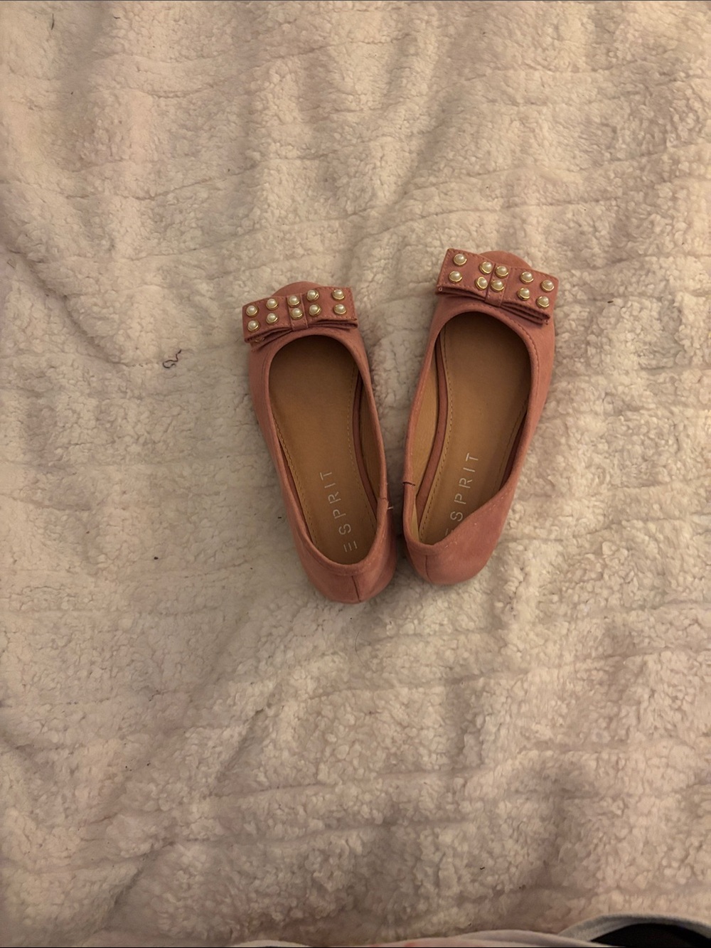 Esprit Dusty Rose Pearl-Stud Bow Flats